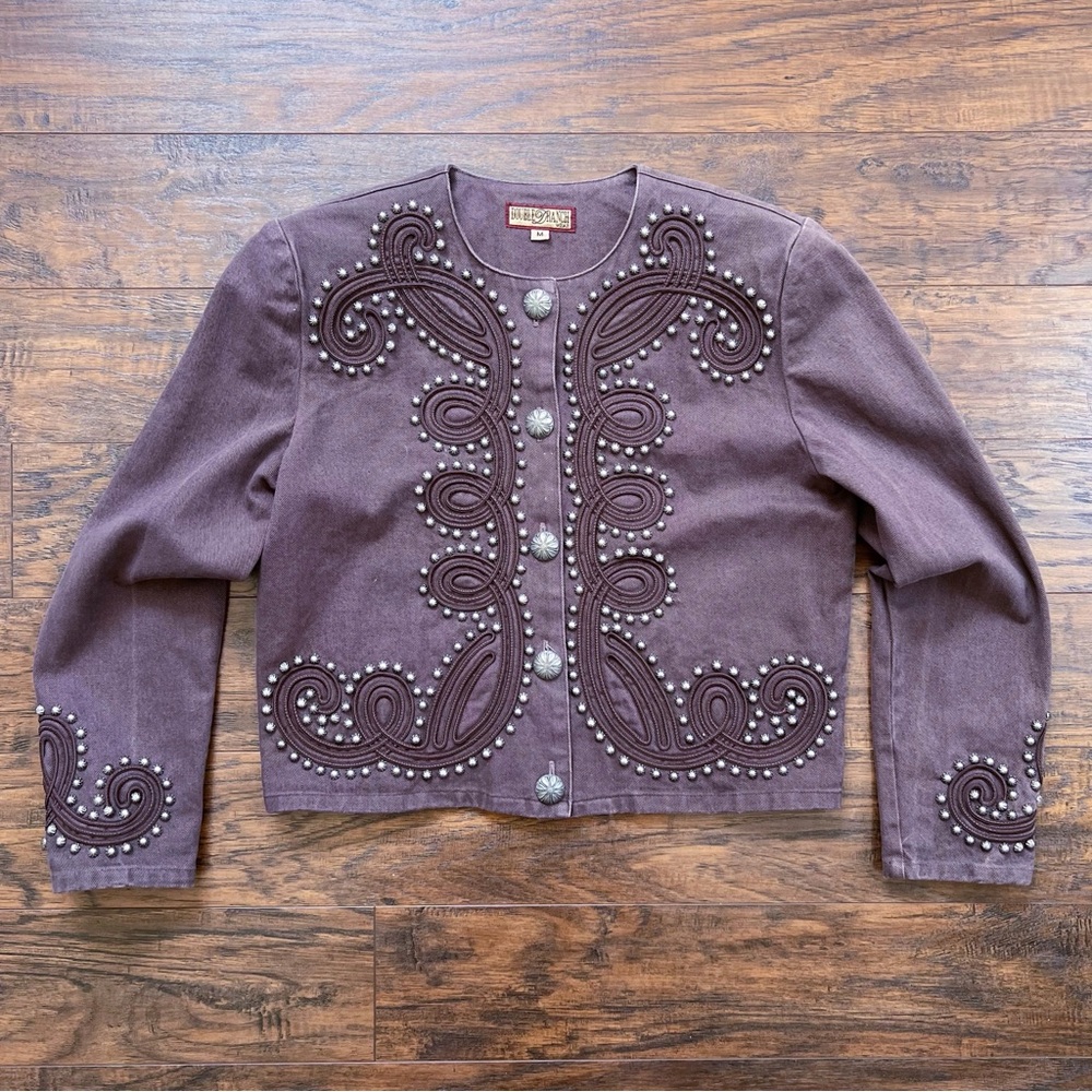Double D Ranch • studded jacket blazer brown silver soutache braid cropped